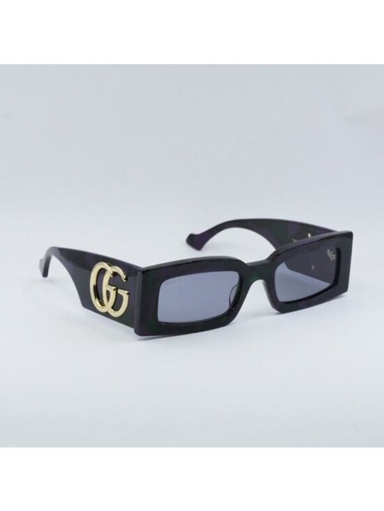 Gucci GG1425S 003 Sunglasses Big Spotted Purple And Green Havana Rectangle Frame main image 8